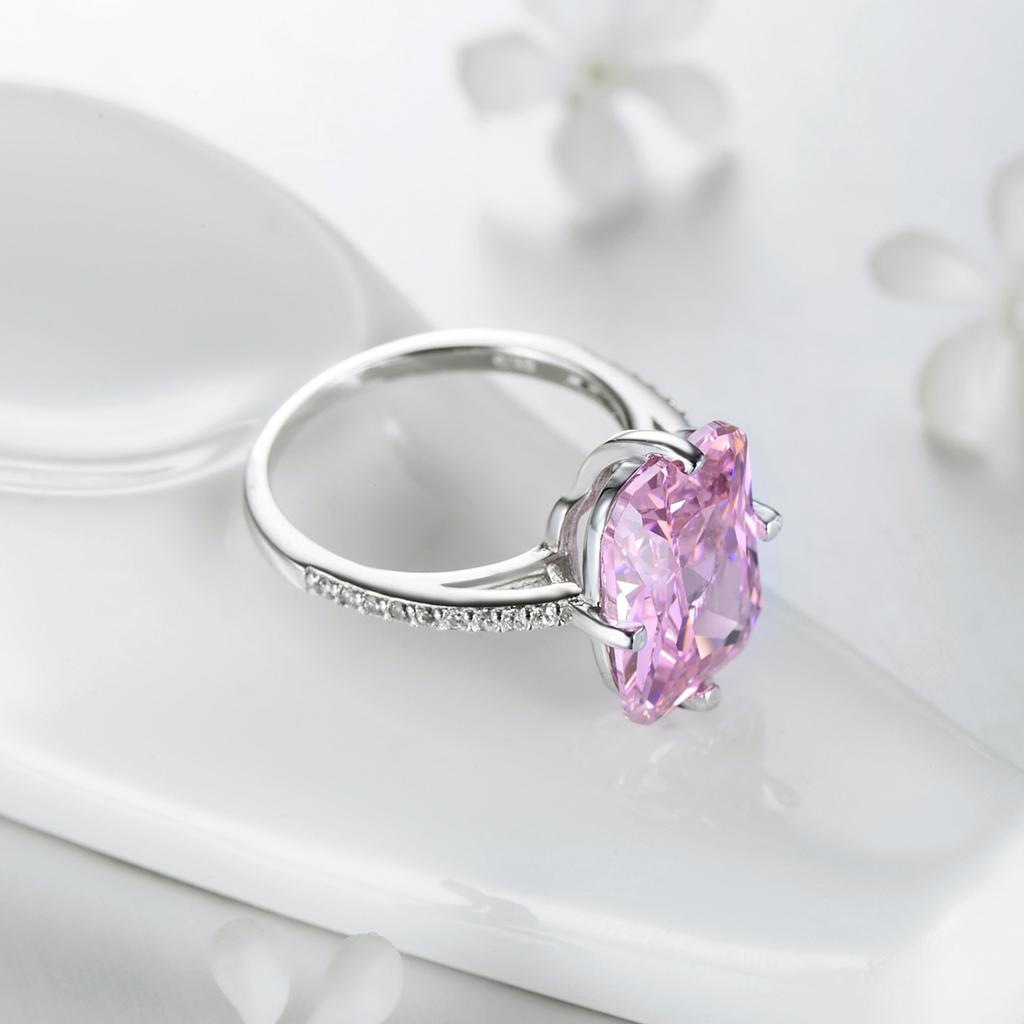 Modian 100% 925 Silver Luxury Rings Fashion Pink Crystal Party Rings For Women Engagement Jewelry Couples Gift