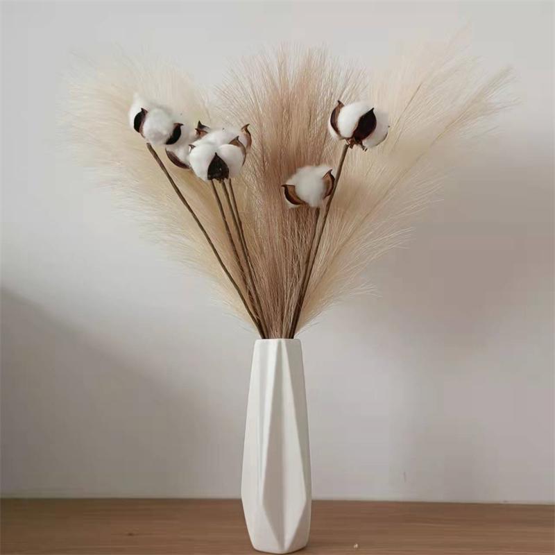 6Pcs 45cm Artificial Pampas Grass Bouquet New Year Holiday Wedding Party Home Decoration Plant Simulation Dried Flower Reed