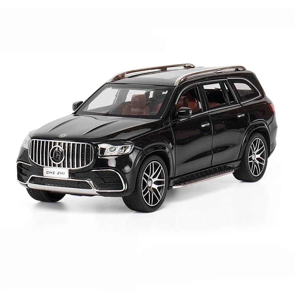 1/24 Benz GLS63 AMG Scale Alloy Diecast Toy Model Simulation Metal Vehicles Toy SUV Pull Back Sound Light Toys for Children