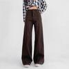 High-Waisted Women's Wide-Leg Jeans with Contrast Stitching - Versatile, Slimming, and Crisp Pants for Spring and Autumn.