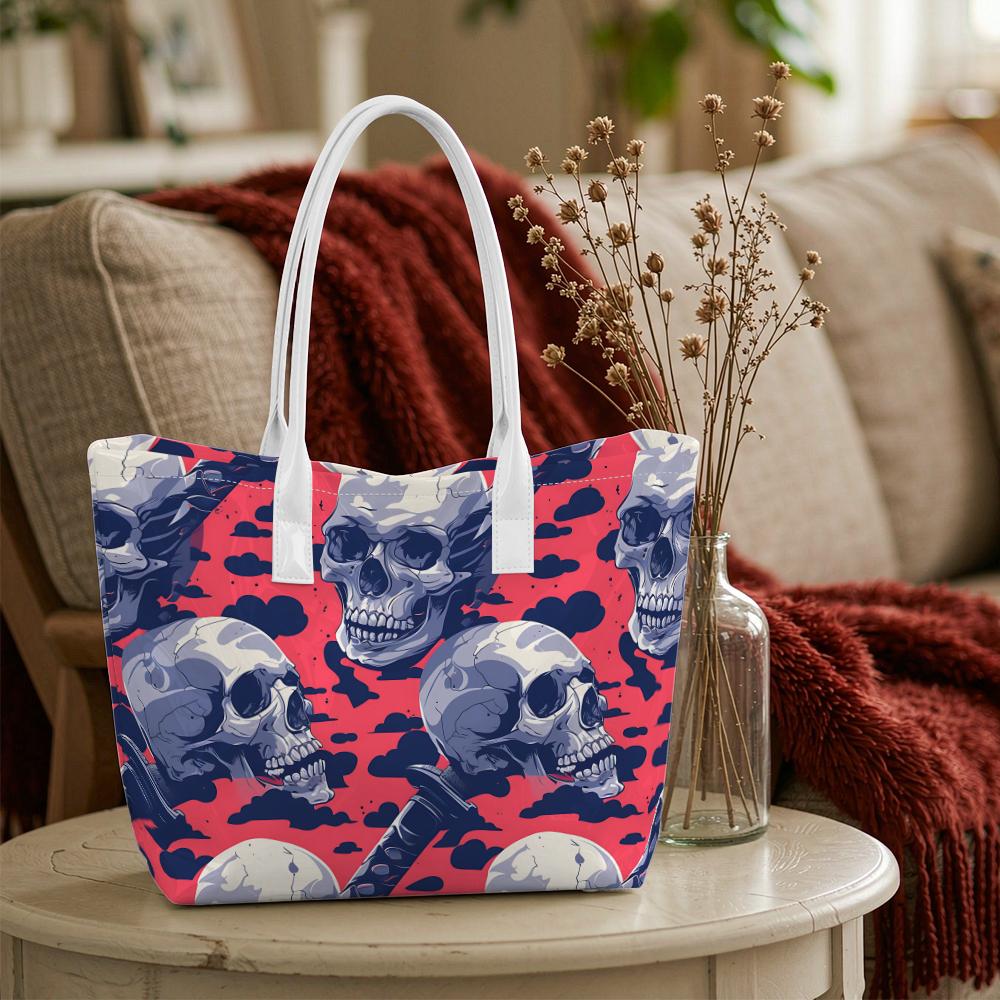 Gothic Skull Pattern Tote Bag for Daily Use