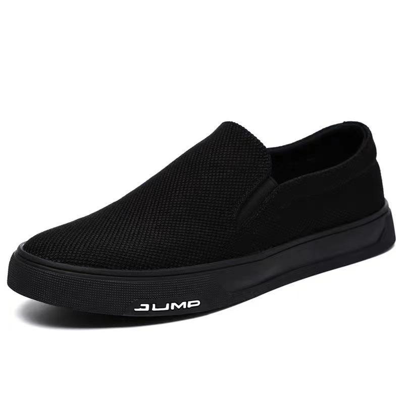 Cloth shoes men's four seasons men's shoes Korean version canvas shoes casual shoes black board shoes one pedal lazy shoes