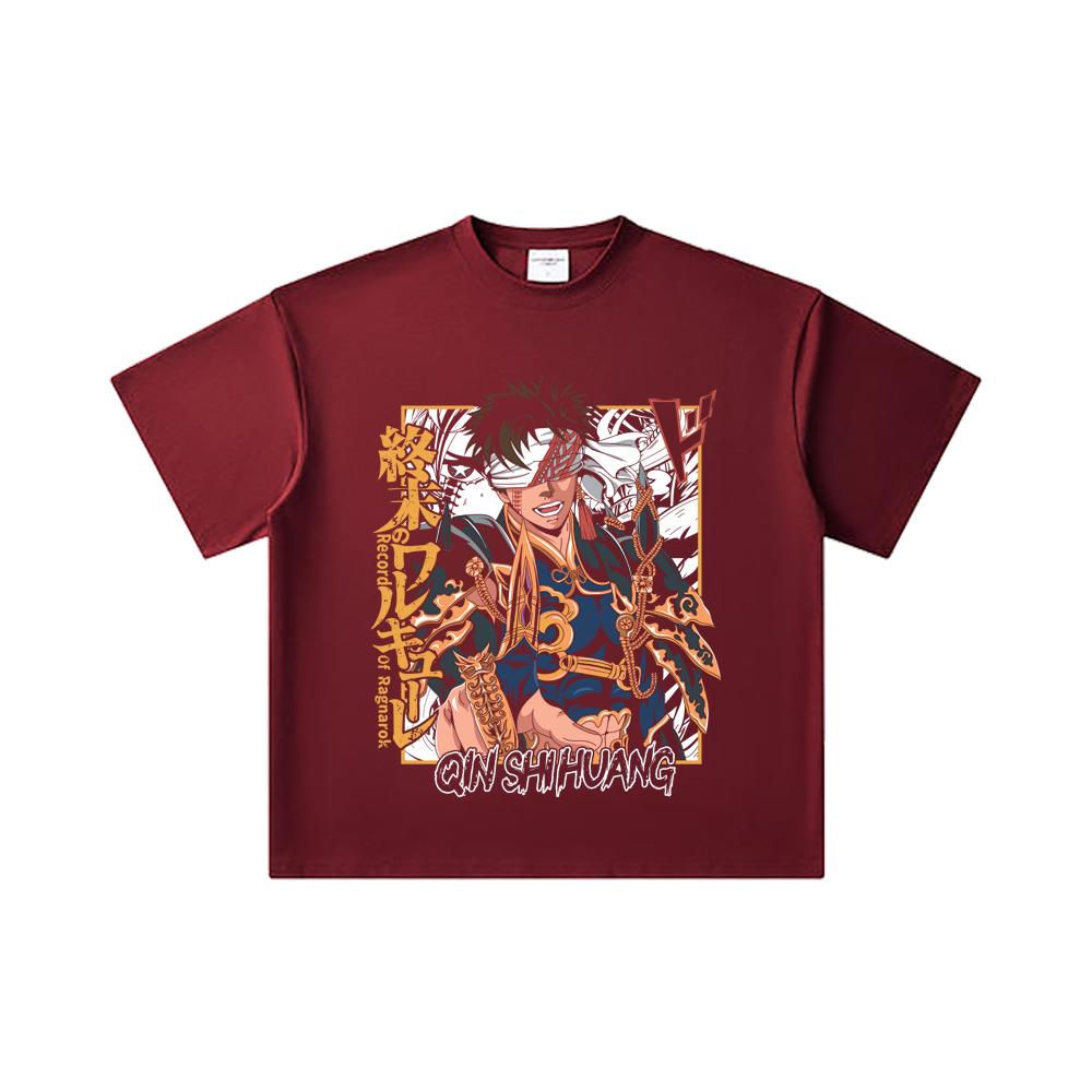 

260 GSM Double Yarn 32 Count 100% Cotton Record of Ragnarok V7 Print Unisex Heavy Cotton T Shirt 2XL вина червоного кольору