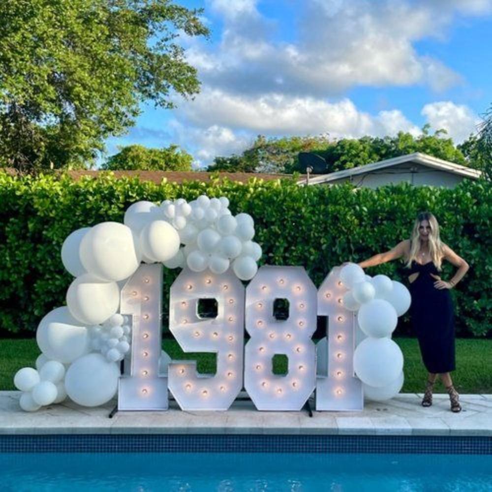 With Yellow Light 120cm Marquee Numbers – Fits Birthdays, Anniversaries, Back-to-School & Retirements – Adorn with Balloons/Flowers cm