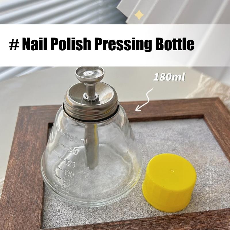 2pcs Professional Manicure Glass Bottle Set Non Drip Press System Practical Glass for Nail Salon Use