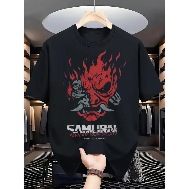 Summer Fashion Men's Ghost Warrior Printed Soft Comfortable Breathable Round Neck T-shirt Outdoor City High Street Top