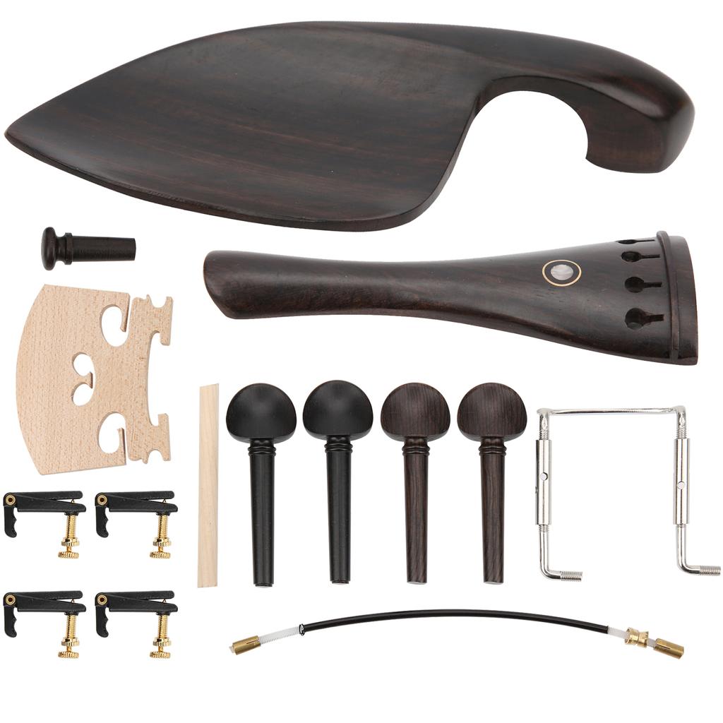 44 Violin Parts Tailpiece Ebony Tuning Pegs Chinrest Endpin Tuners Bridge Soundpost Kit