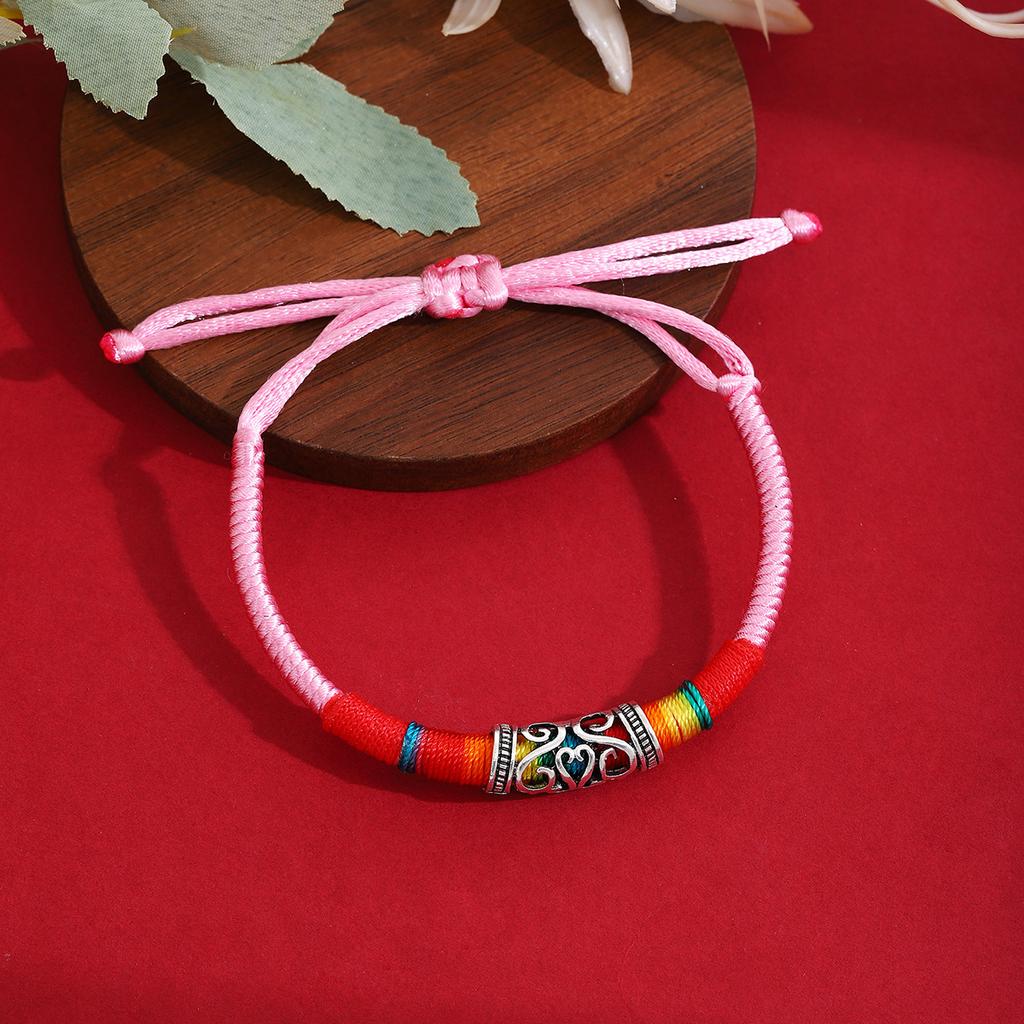 Ethnischer Stil Tibetische Passepartout-Textur Gewebtes Mehrfarbiges Seil, Retro Imitation Miao Silber Leichter Luxus Einziehbar Mode Handseil