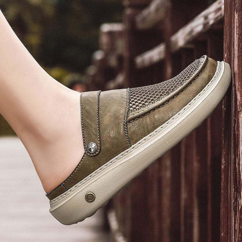 Summer Men Sandals Genuine Leather Mens Casual Shoes Outdoor Men Leather Sandals for Men Beach Shoes Roman Mens Shoes