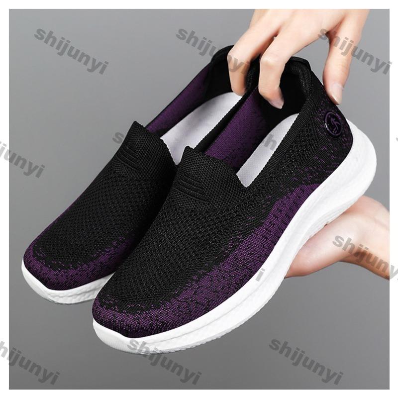 Women's Shoes Summer Fly Woven Breathable Soft Sole Casual Shoes Comfortable Lightweight Thick Sole Sports Running Shoes