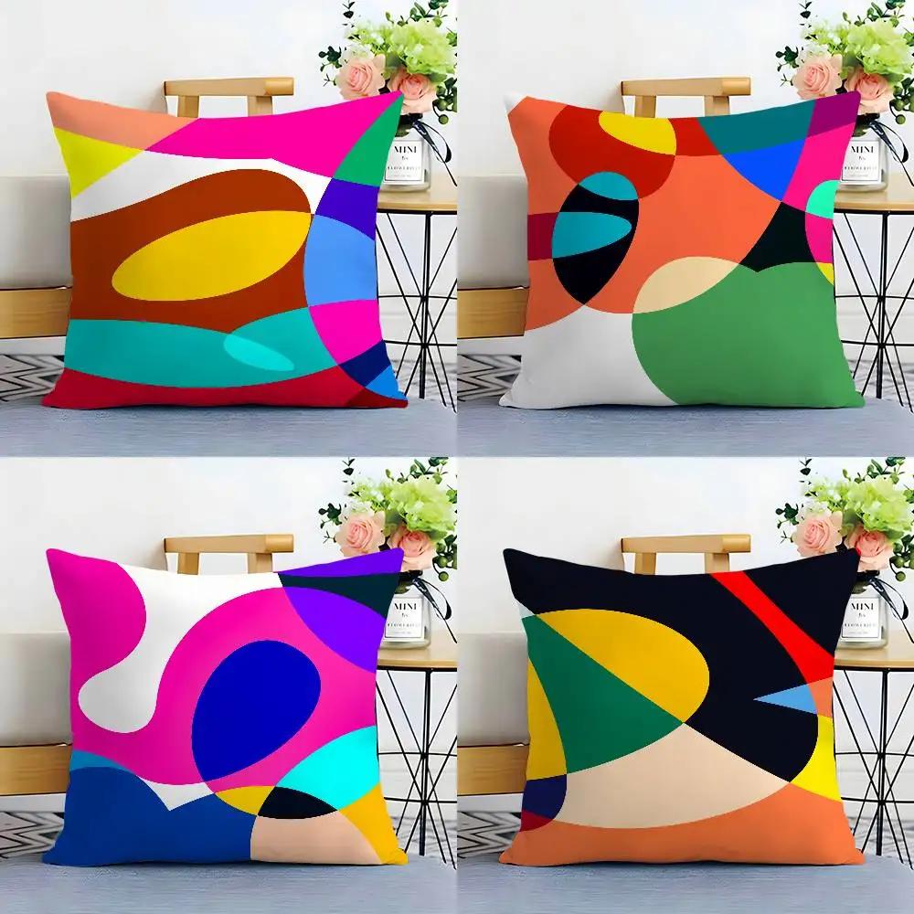 Home Decor Colorful Abstract Geometric Pattern Pillow Cover Pattern Cushion Cover Suitable for Sofa Bedroom Car Pillow Cover