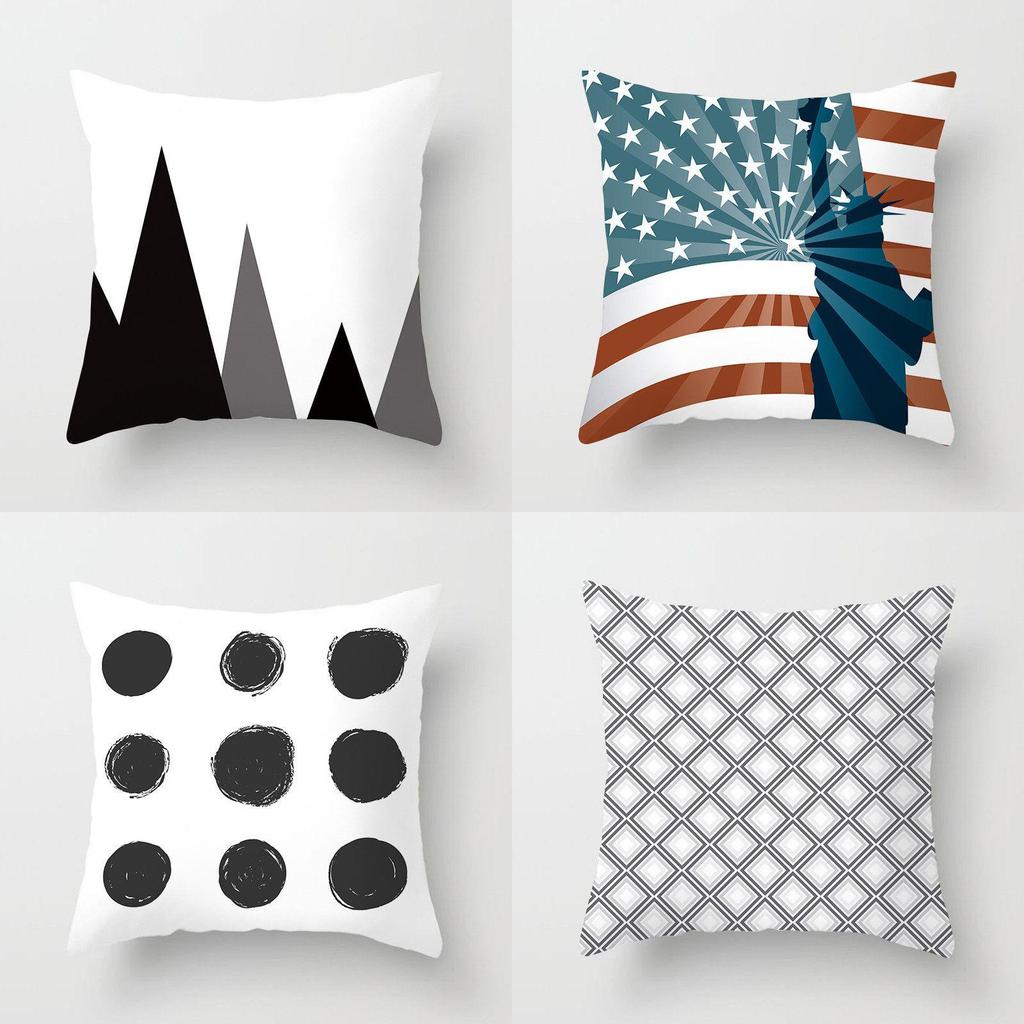 Stylish Geometric Cushion Cover With Dotted Grid And Triangular Patterns For Modern Decor