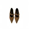 French Thick Heel Pointed Suede Mary Jane Shoes Women's 2025 Spring and Autumn New Evening Breeze with Skirt Low Heel Single Shoes Women's Shoes