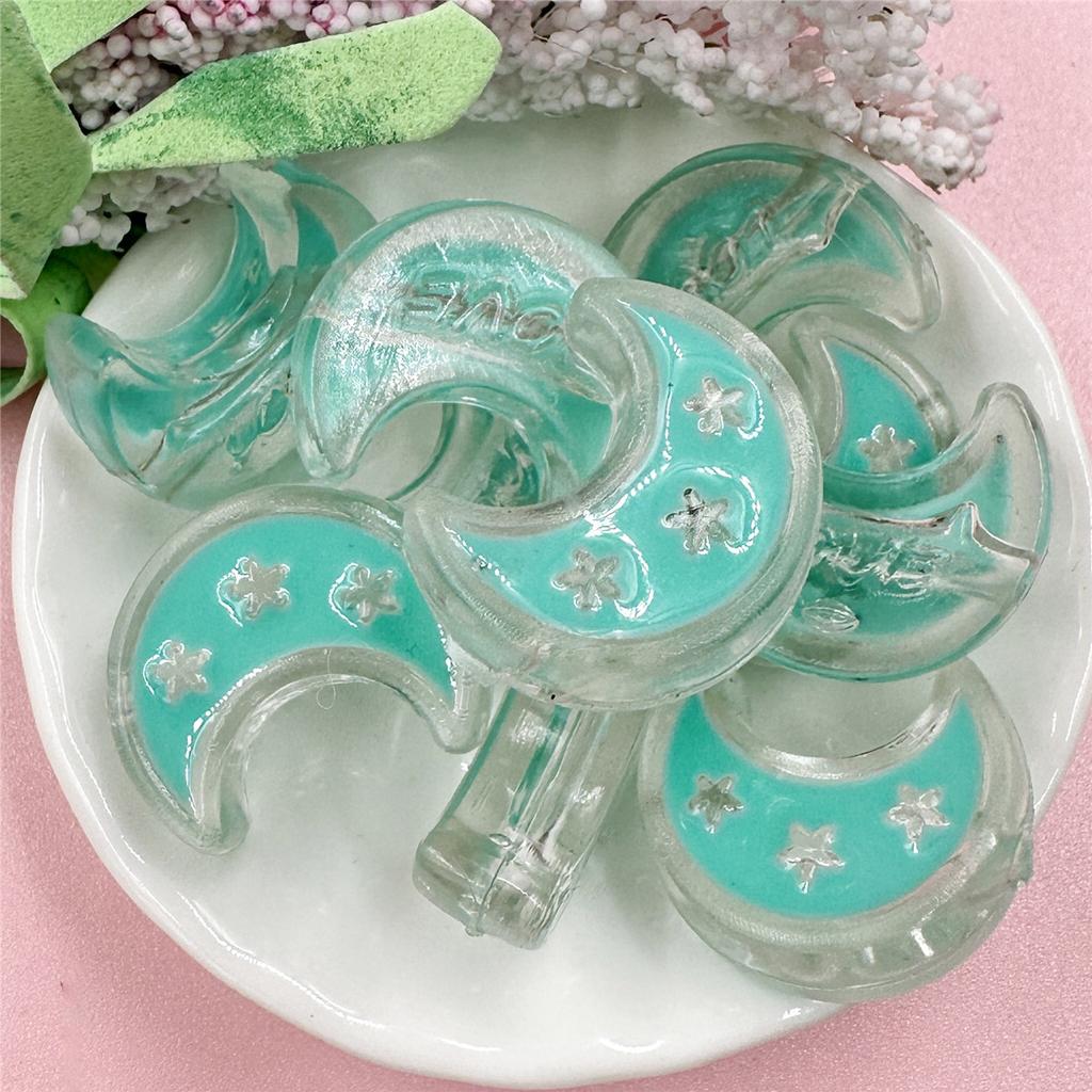 10PCS 20.8*24.8mm Acrylic Transparent Curved Moon Star Loose Beads DIY Mobile Phone Chain Jewelry Accessories