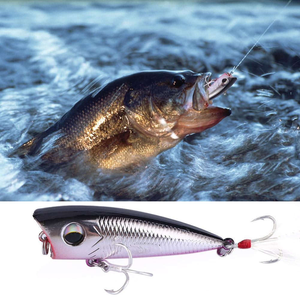 Artificial Fishing Hard Bait Treble Hook Floating Popper Fishing Lures Accessory (Silver+black)