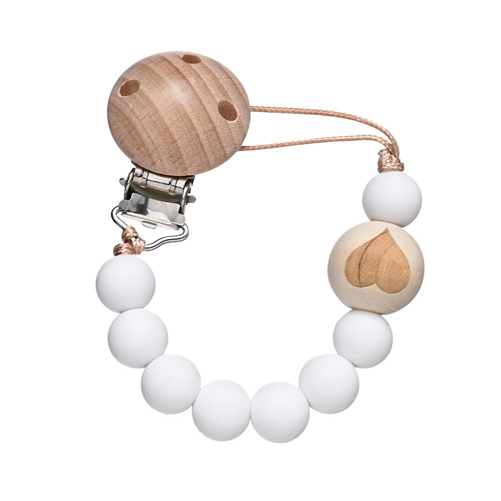 Chew Toys Shower Gift New Baby Pacifier Chain Clips Wood Pentagram Teether  Silicone Round Beads Teething Chain For Care Soother