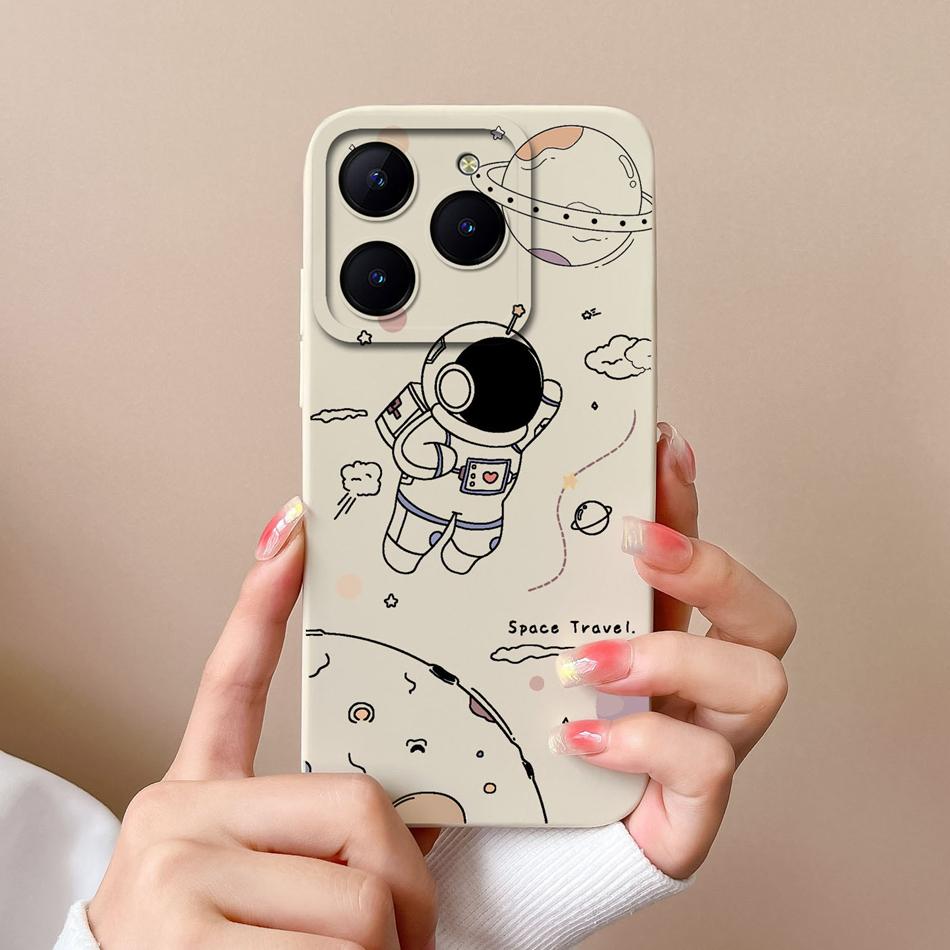 Süßigkeiten-Hülle Für Realme C61 C63 Lustige Astronauten-Flüssigsilikon-Handyhüllen Für Oppo Realme C 63 C 61 Kameraschutz-Rückseite