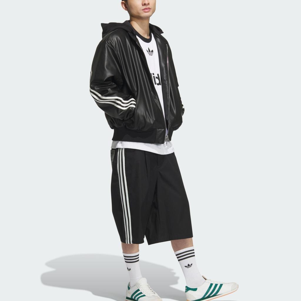 Adidas Originals FW24 PU Jacket Series Fashion Logo Jachetă sport din piele artificială Jachete pentru bărbați Negru JL7556