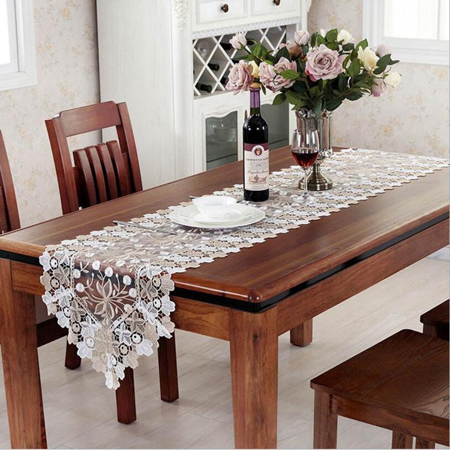 Beige Chemical Lace Embroidered Lace Polyester Tablecloth Table Runner TV Cover Beige Chemical Lace Embroidered Lace Polyester Tablecloth Table Runner TV Cover