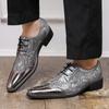 Gold glossy business Brock leather shoes European and American fashion large size lace-up derby shoes pointed small leather shoes men