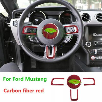 Emblemă pentru volan din fibră de carbon pentru autocolante auto Ford Mustang Car-Styling 2015 2016 2017 2018 Auto