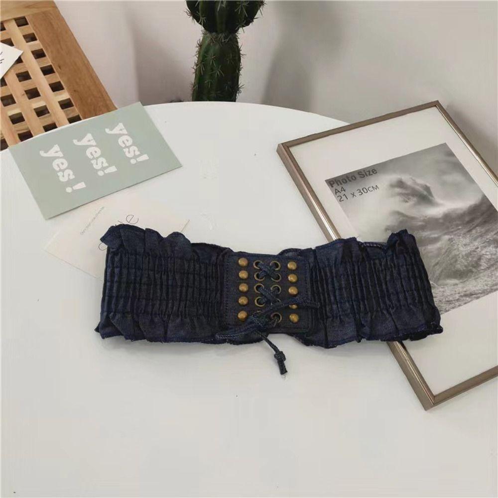 Cloth Denim Stretchy Cummerbunds High Waist Wide Waist Belt Simple Female Waistband  Female