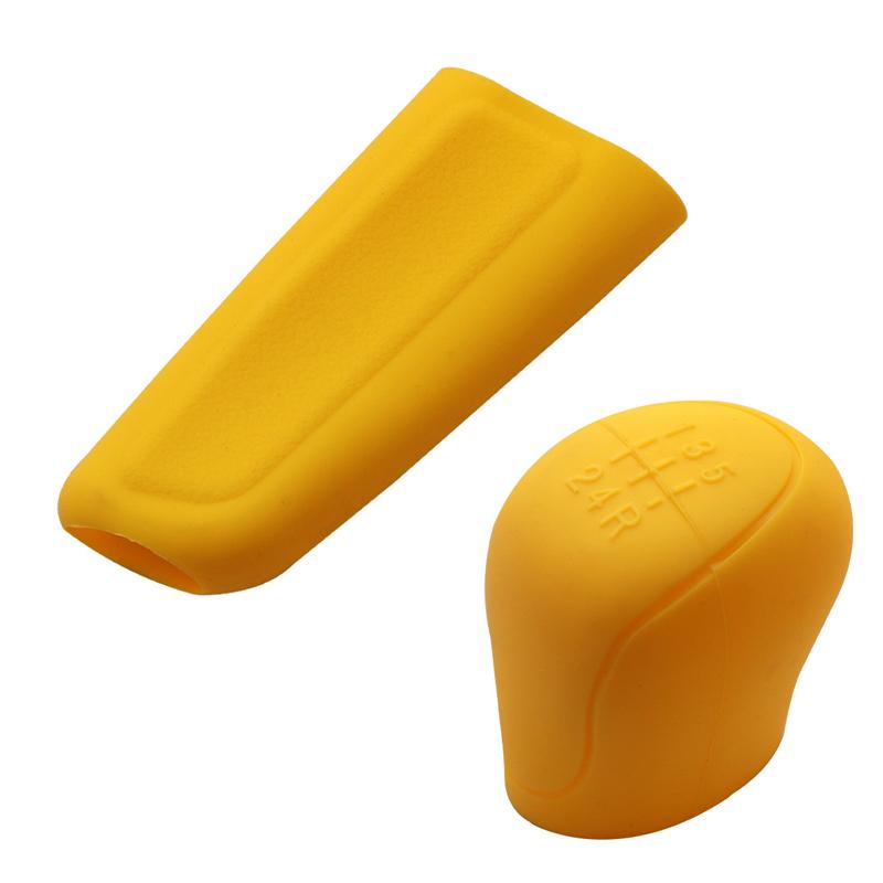 2Pcs Car Silicone Gel Gear Knob Cover Head  Car Gear Cover Non-slip Handbrake Shift Knob Silicone Protectors Hand Brake Covers