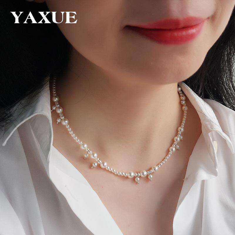 Collana Elegante con Perle di Vetro Shi Jia per Donna – Design Versatile di Lusso per la Clavicola
