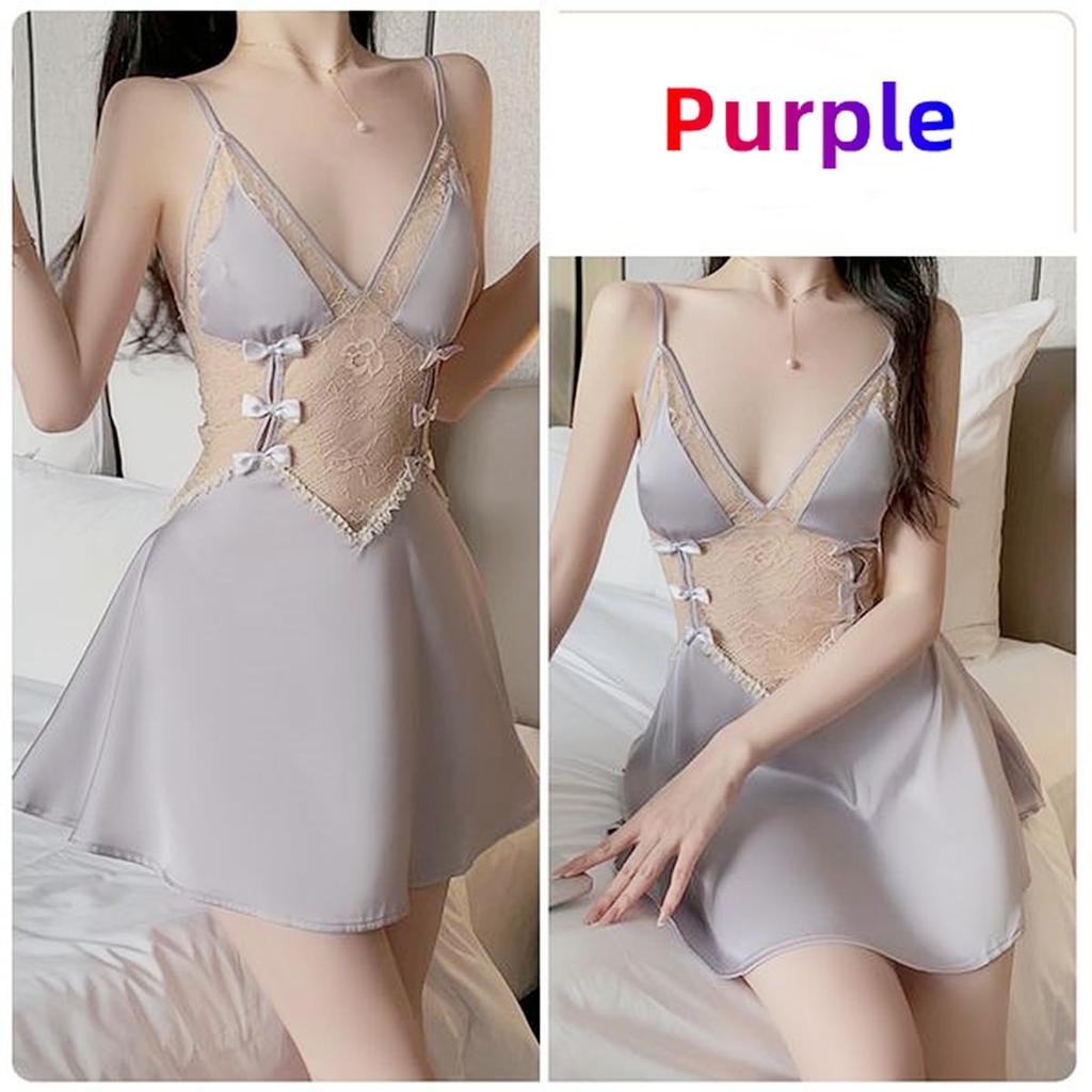 Bebe Babydoll Seksowna Bielizna Koronka Satyna Klatka Piersiowa Haftowana Koronka Halki Wstążka Seksowna Bielizna Szorty Kamizolka 240516 [Loradouphi] Damska Prześwitująca