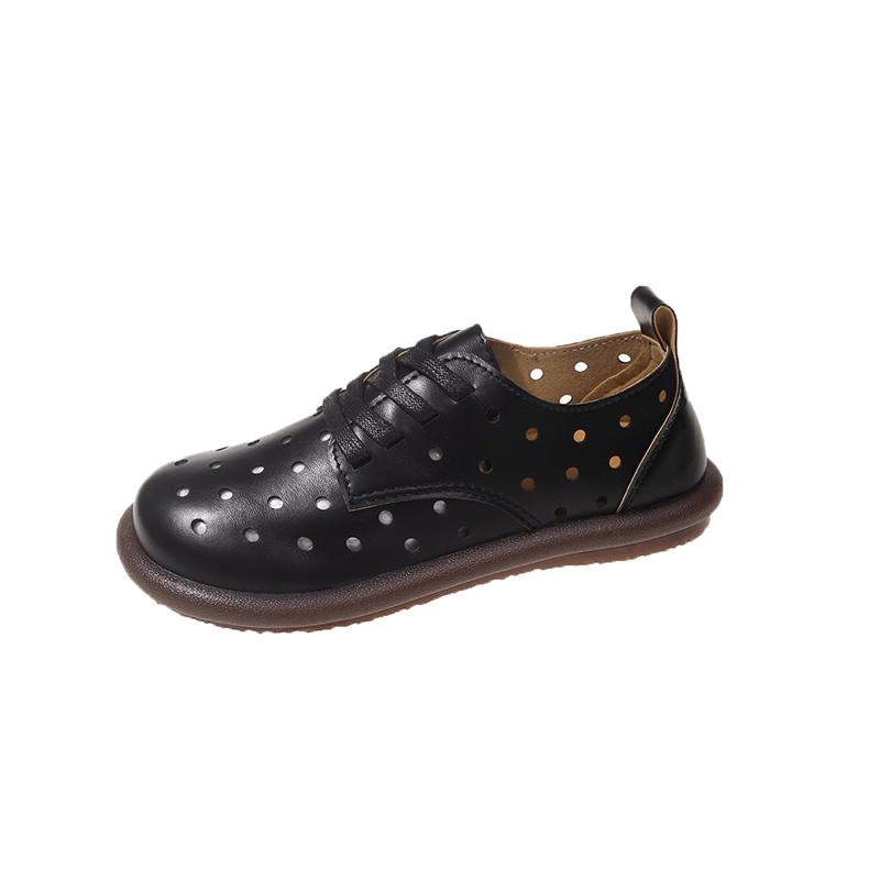 Moda 2025 Lato Nowe Damskie Płaskie Buty z Okrągłym Czubkiem i Wycięciami Miękka Podeszwa Sznurowane Płaskie Buty dla Kobiet Outdoor Codzienne Casualowe Duże Rozmiary Butów