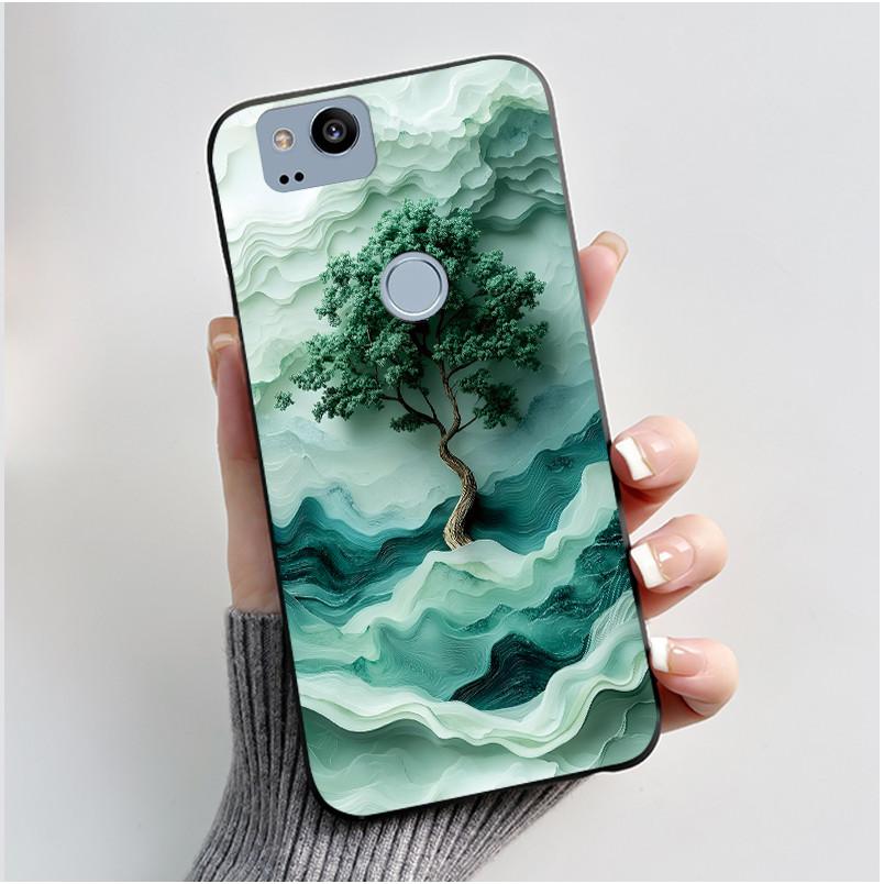 Cute Case For Google Pixel 2 / Pixel 2XL Printing Shell Pixel 1 XL Pixel1 Protective Cover Soft Silicone Cartoon Black Casing
