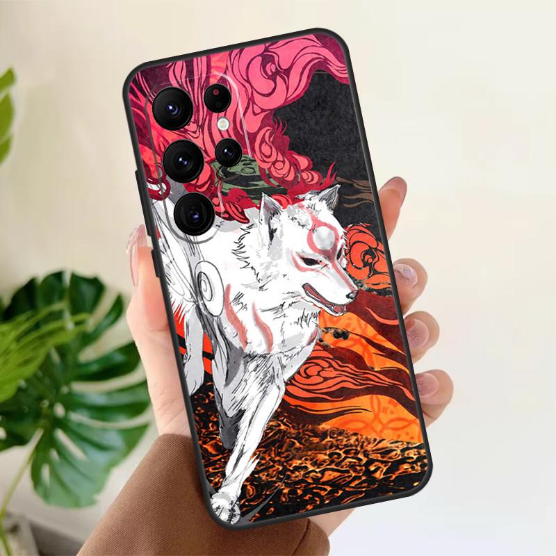 Okami Wolf Soft Case For Samsung Galaxy S24 Ultra S21 S22 S23 S25 Plus S20 FE S9 S10 S23 FE Phone Cover