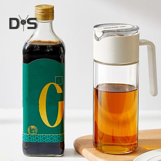 Oil Pot with Handle Large Capacity Food Grade BPA Free Automatic Opening/Closing Transparent Olive Oil Dispenser Bottle