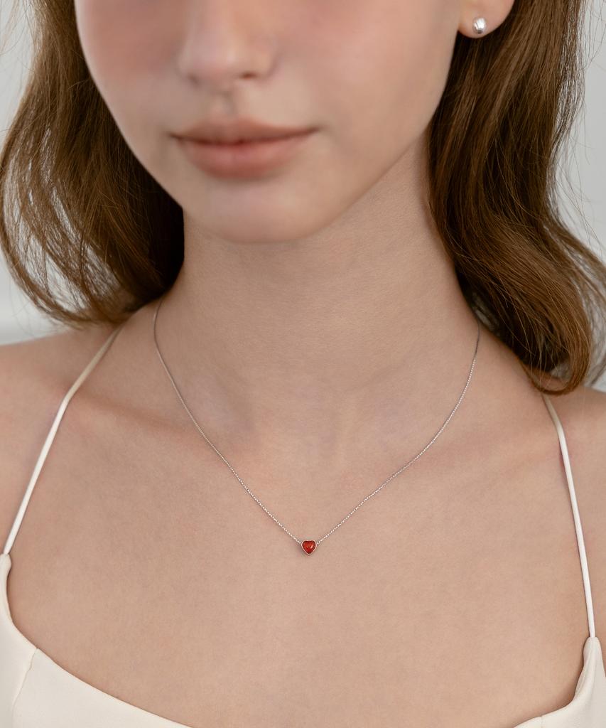 Tatiana (Silver 925) Heart Pendant Necklace Nz2515 Red