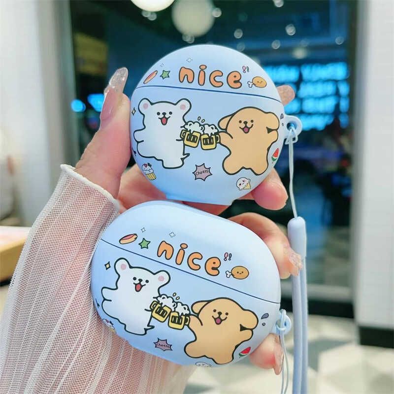 

Чехол для Bluetooth-наушников Huawei 456-го поколения Freebudspro4/Pro3 Защитный чехол 4i/5i/6i Матовый мягкий чехол SE2 Ударопрочная коробка Бесплатный клип Силикон freebuds4/4e Beer Puppy [Lanyard Color Random]]