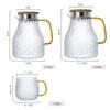 Transparent Glass Water Jug Hot/Cold Tea Pot Stainless Steel Flow Lid Carafe with Handle Heatproof Teapot Set