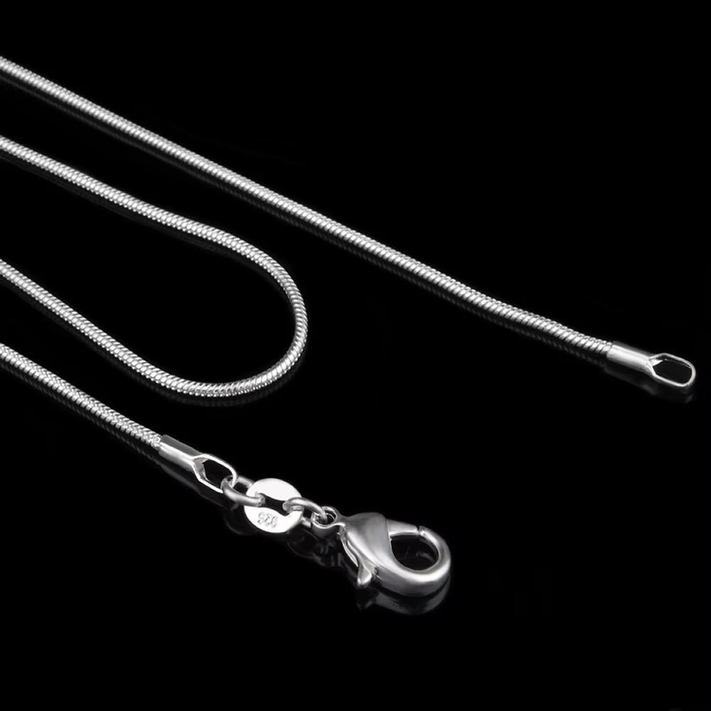 1MM Silver-Plate Snake Chain Necklace Chokers for Women Statement Jewelry Silver Color Elegant Fashion Accessories