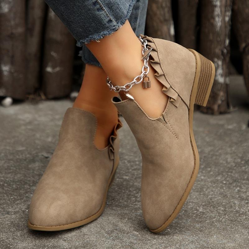 Fashion Winter New Fashion Round Head Solid High Heels Women's Outwear Large Size Warm and Comfortable Short Boots Fashion Boots Women