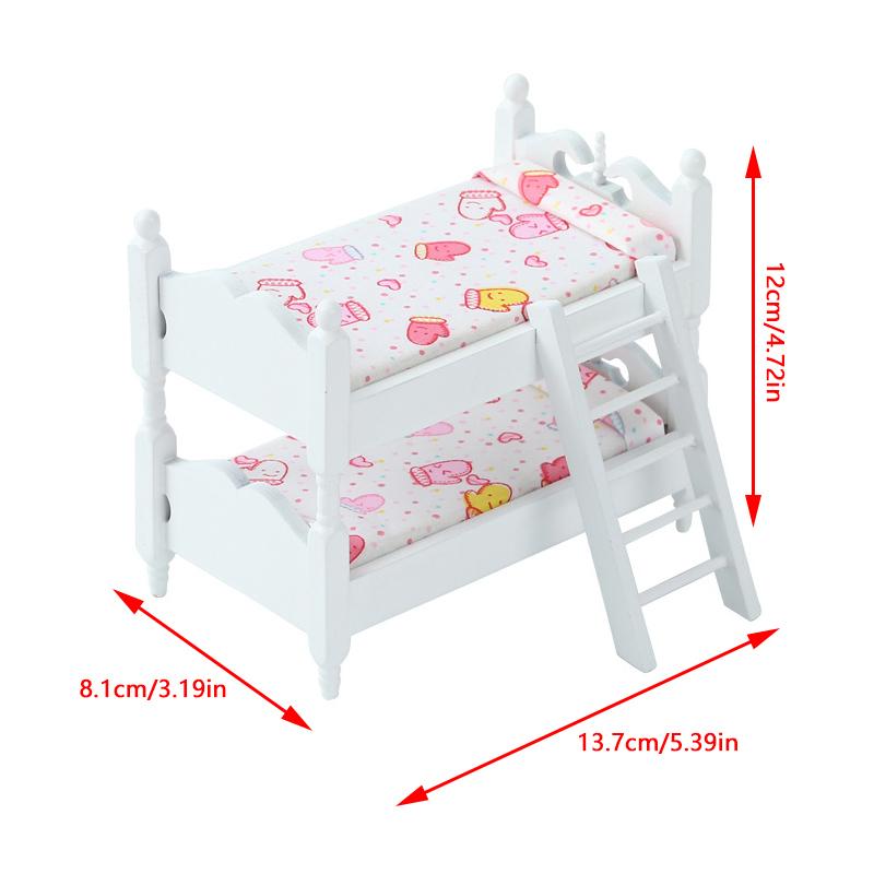 1:12 Dollhouse Miniature Bunk Bed Toy Stacking Bed Furniture Home Model Decor Toy Doll House Accessories