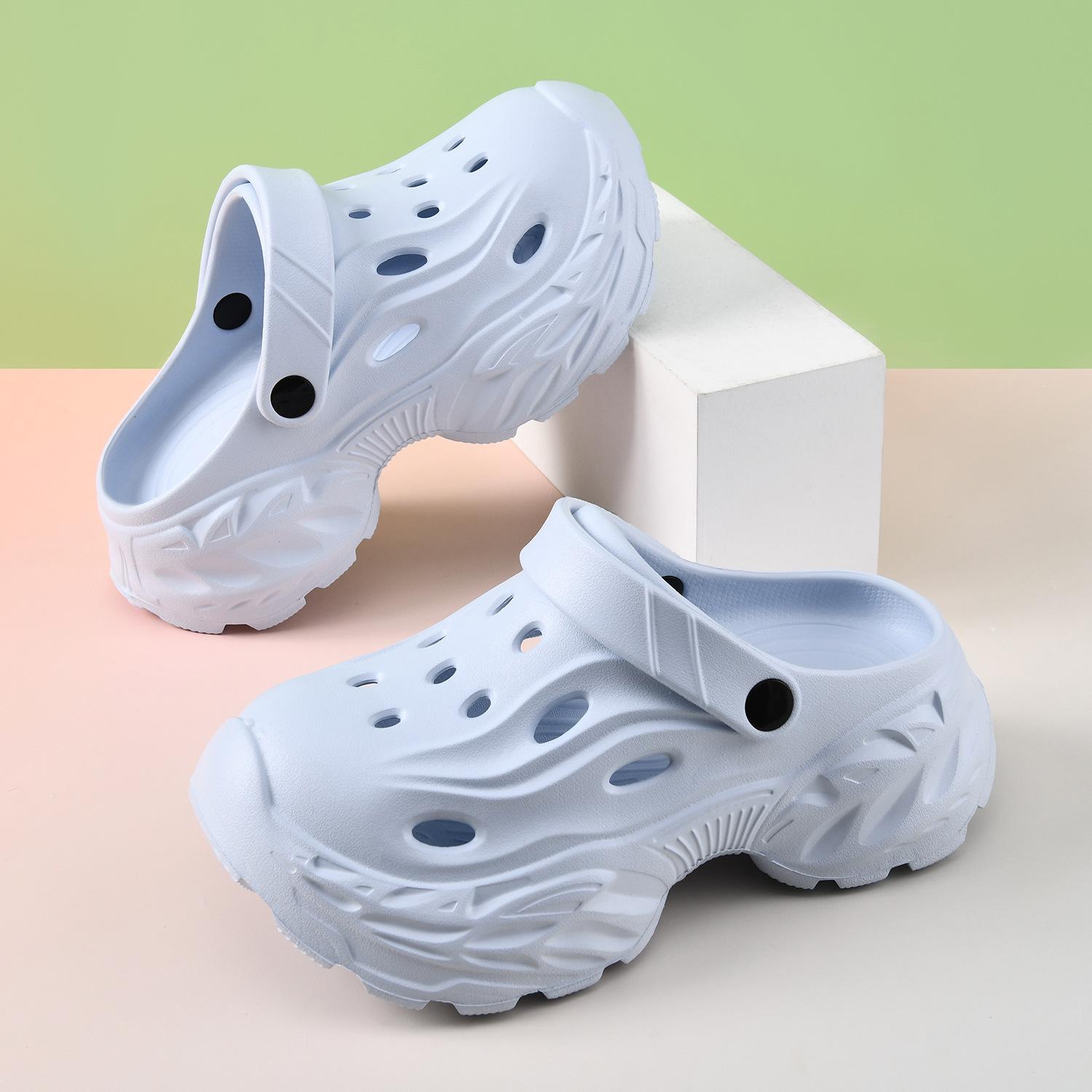 

Носите новые летние туфли с отверстиями для женщин, чтобы увеличить их рост, дышащие и не вызывающие запаха ног, EVA, для кемпинга, крутые тапочки, нескользящие, с закрытым носком, швабра 39-40 светло-синий