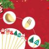 Weihnachtsgeschirr Edelstahl Löffel Gabel Set Kreativer Schneemann Löffel Kaffeelöffel Obstgabel Perfekte Feiertags-Tischdeko