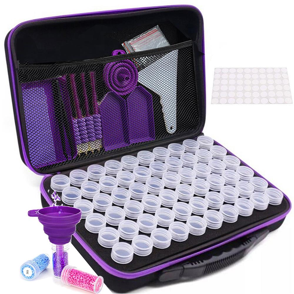 

60 Bottles Diamond Painting Accessories Tools Storage Containers Bag Diamond Painting Tool Pen Carry Case Mosaic Storage Box 32x22x7cm