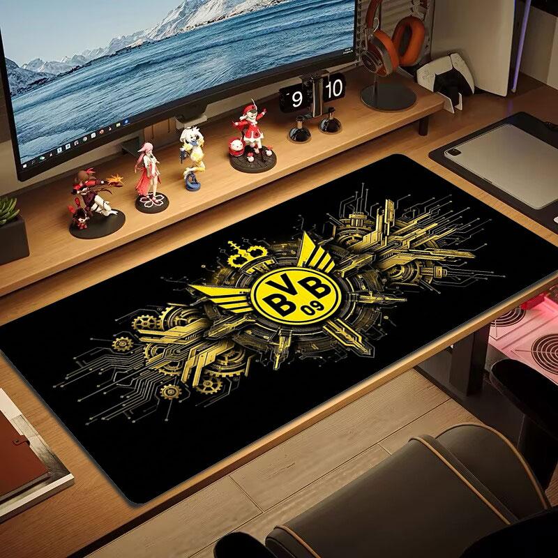 Borussia Großes Mauspad Große Gaming-Tischunterlage Rutschfest Laptop Tablet Großes Mauspad XXL Matte Mini-PC Spielmatte Mit Verriegeltem Rand
