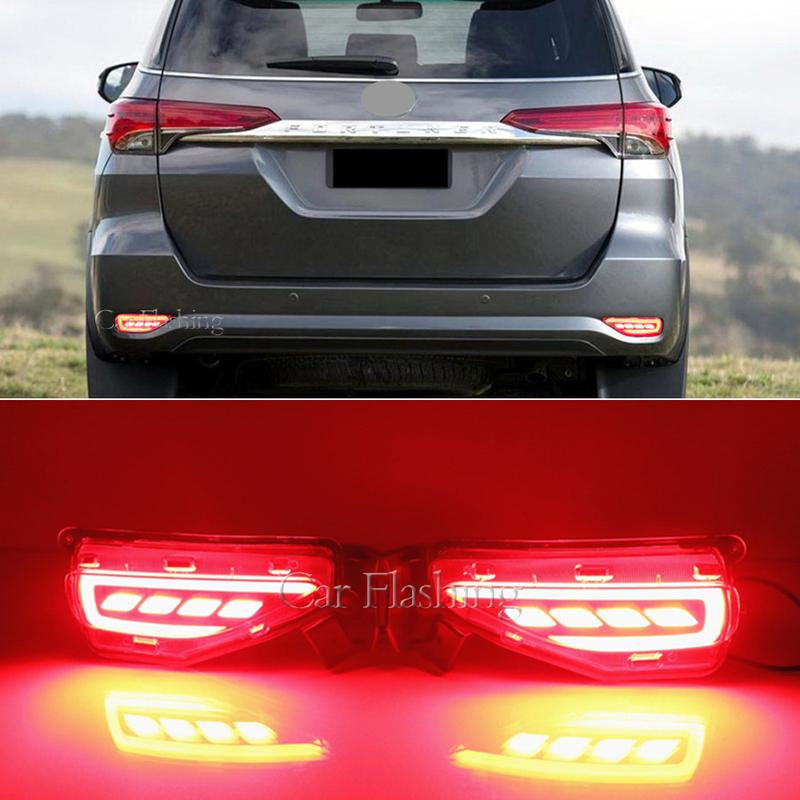 1 Set LED Reflector For Toyota Fortuner SW4 2015 2016 2017 2018 Rear Bumper Light Fog Lamp Brake Light Turn Signal