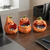Halloween Party Ornament Big Mouth Pumpkin Storage Box, Figurine Resin Jewelry Tray, Bowl Trinket Keys Candy Holder for Home Office Desk Decor