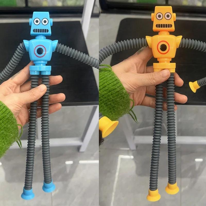 2pcs/lot Suction Cup Telescopic Tube Robot Shape Stretch Tube Giraffe Educational Decompression Toy Anti-stress Squeeze Toy