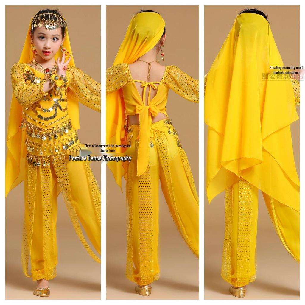 Children's Xinjiang Ethnic Dance Costume for Girls - Toddler Belly Dance Performance Outfit