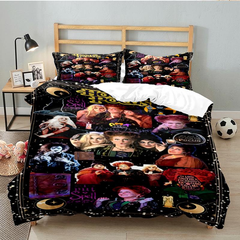 Halloween Horror Witch Bedding Set 3pcs, High Quality Bedding Set Including 1pc Duvet Cover And 2pcs Pillowcases for Bedroom, Dormitory Gift