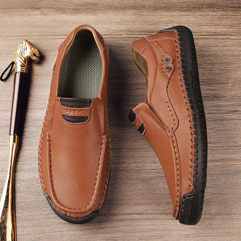 Men Genuine Leather Casual Shoes Breathable Moccasins Business Flats Driving Shoes Mens Moccasin Size 38 48