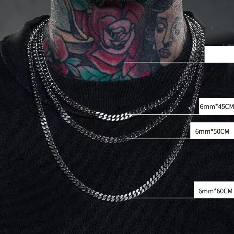 

Thick Type Cuban Necklace Men s and Women s European Hip Hop Street Cool Rap Necklace Clavicle Chain Tide Cuban Choker 6mm* 45cm Long